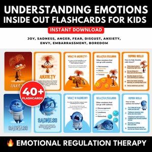 Inside Out 2 Flashcards, Social-Emotional Learning printable ,Inside out emotions,inside out classroom,therapy flashcard, therapy cards, pdf