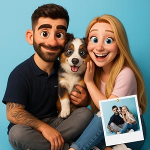 Custom Pixar-style portrait, Pixar gift for couples, Draw Pixar from a photo, Pixar-style portrait, Animated portraits, animated disney