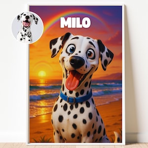 Custom cartoon pet illustration, Custom Cartoon Pet Portrait,Personalized Pet portrait,personalized cartoon portrait gift,animated dog