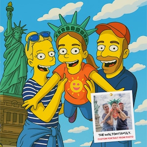 simpsons portrait prints, family cartoon photo,simpsons portrait custom,simpsons family,simpsons family, custom simpson, simpson anniversary
