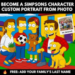 simpsons portrait,family cartoon photo,simpsons custom,cartoon from photo,custom simpsons portrait,custom simpsons family portrait,simpson