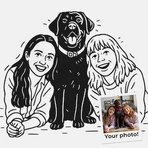 Line Art portrait, Digital Custom Family Portrait, Cartoon Minimalist, Cute Pet Gift, Gift For Family, custom faceless, faceless portrait.