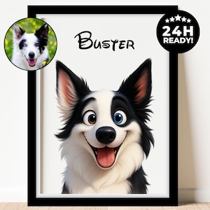 Pixar pet portrait from photo,pixar art portrait,portrait digital print,animated dog portrait,portrait digital print art,pixar pet portrait