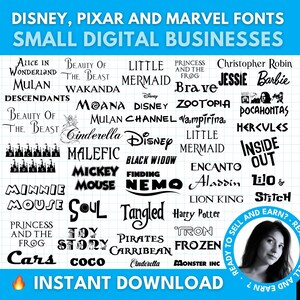 40+ Disney TTF Fonts, Cartoon Alphabet Fonts Bundle, Frozen, Princess, Lilo & Stitch, Canva Digital File, Disneyworld Fonts Pack Bestseller