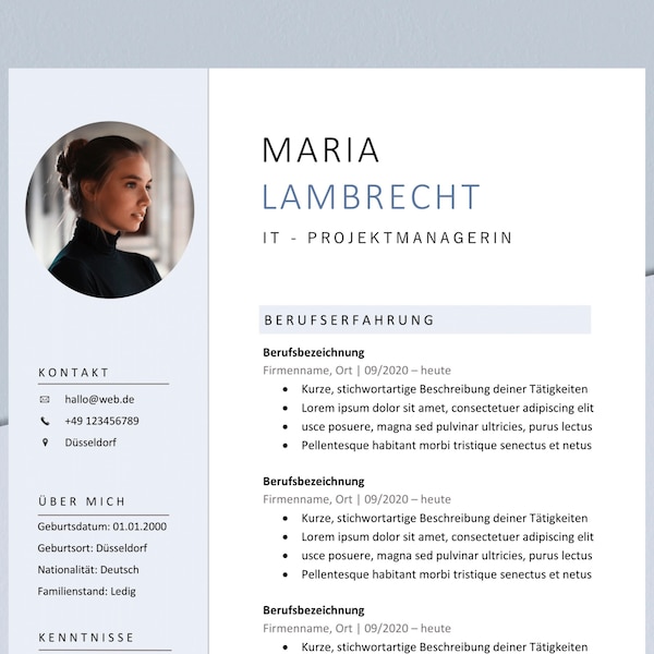 Bewerbungsvorlage Deutsch Modern - Microsoft Word