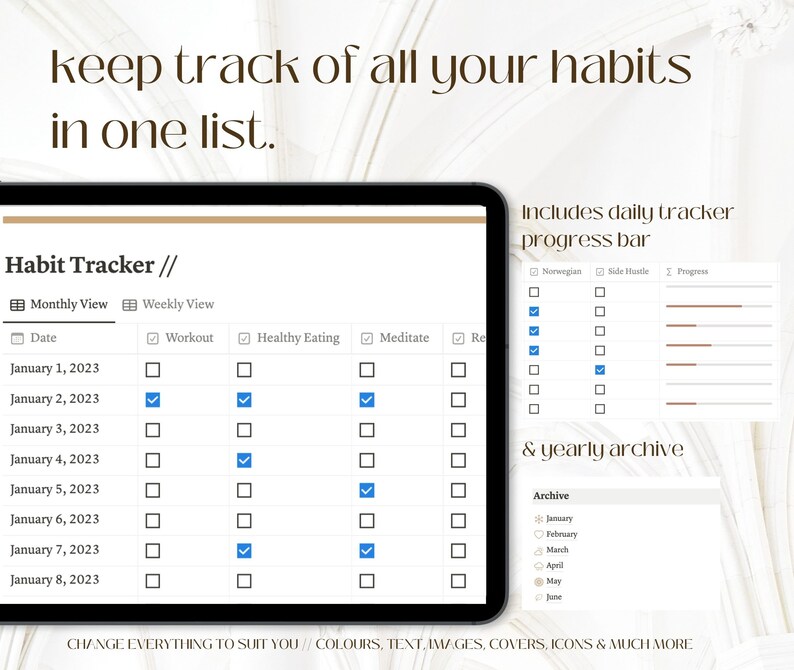 2023 Notion Template Habit Tracker / Notion Planner / Digital Planner ...