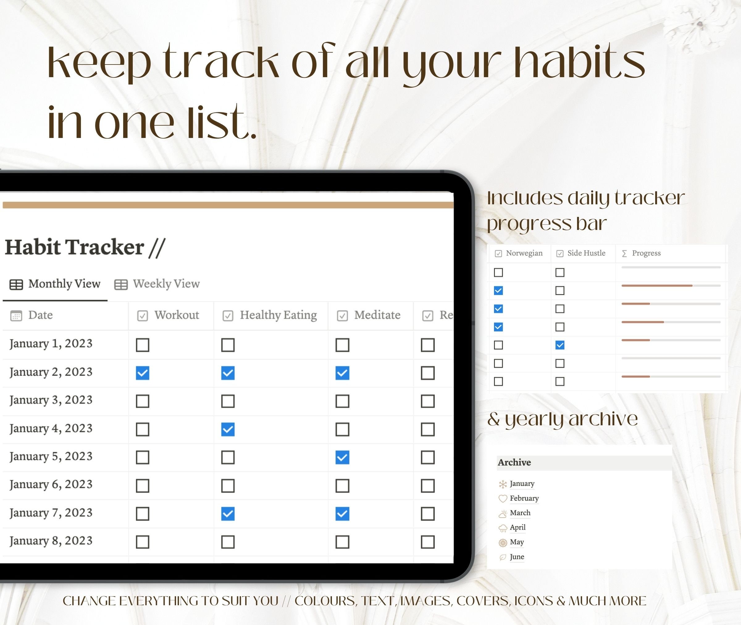 2023 Notion Template Habit Tracker / Notion Planner / Digital Planner ...