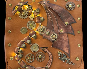 Steampunk Dragon light up crossbody purse