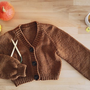 Pumpkin Cropped Knitted Cardigan Knitting Pattern for Beginners