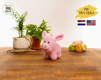 Crochet pattern Pig, Crochet Amigurumi, Chubby pettingzoo animal, Vincent Vark, Varken, Dutch, digital download, Dutch and US-terms!