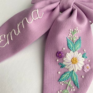 Personalized Named and Flowery Handmade Gift Hair Bow For Girls Kids Hair Bows Baby Hair Bows Clips For Toddlers Bow Birthday Gift Hair Bows image 8
