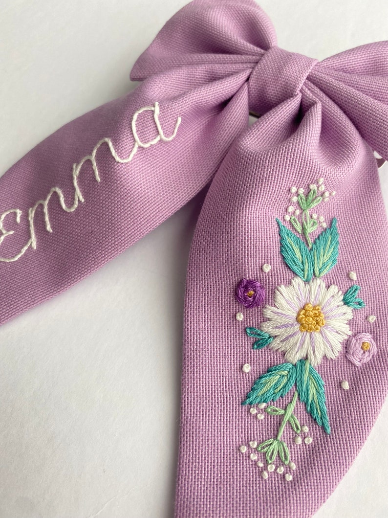 Personalized Named and Flowery Handmade Gift Hair Bow For Girls Kids Hair Bows Baby Hair Bows Clips For Toddlers Bow Birthday Gift Hair Bows image 8