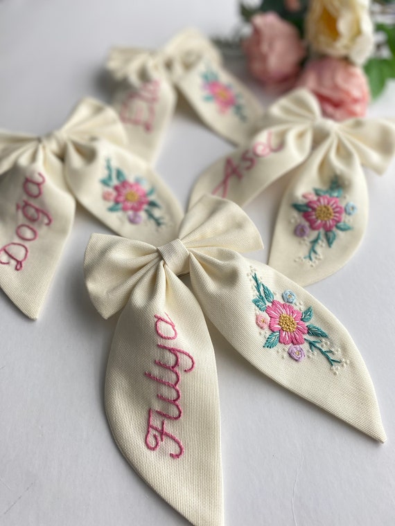 Fiocco Nascita Panna Rosa Panna Azzurro Con Cuore Ricamato Cuore Nuvola - Foto 5