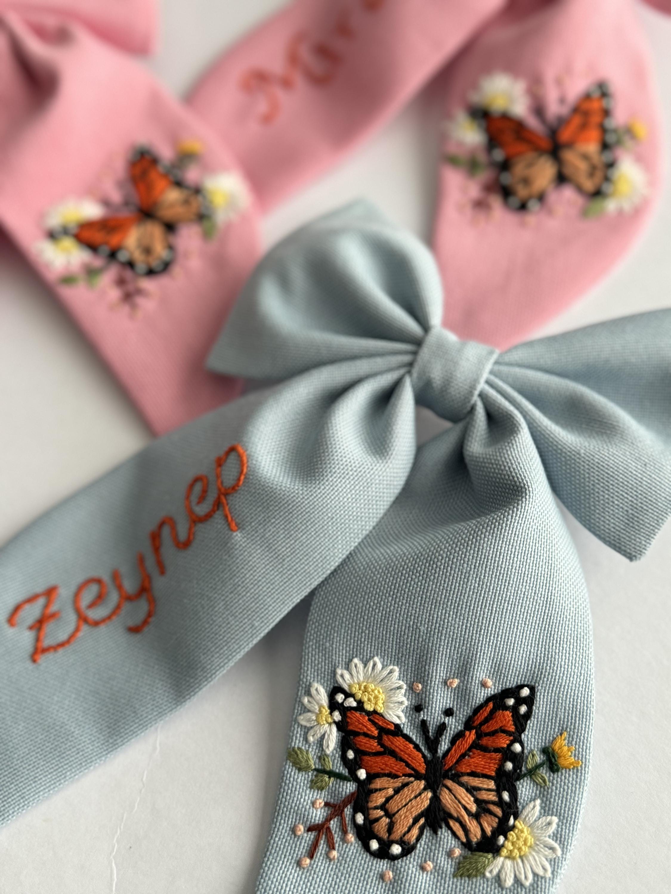 Custom Name Butterfly Embroidered Handmade Stylishly
