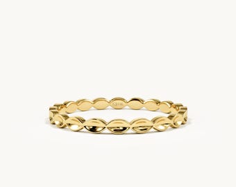 Anello impilabile ultra sottile in oro massiccio 14 carati, fascia in oro delicata da 1,8 mm per donna, anello minimalista per il pollice, regalo di gioielli per tutti i giorni per damigelle d'onore