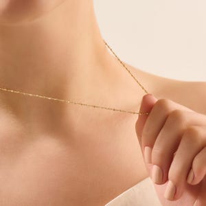 14k Solid Gold Chain Necklace for Women, Thin Gold Chain, Minimalist Everyday Necklace, Dainty Real Gold Chain, Jewelry Gift for Her