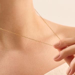 14k Solid Gold Thin Link Chain Necklace for Women – Minimalist Real Gold Jewelry, Stacking Everyday Necklace Gift for Her,Sturdy and Elegant