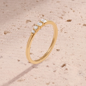 14k Solid Gold Moissanite Wedding Ring for Women Stackable Gold Ring Minimalist Bridal Ring Jewelry Gift for Her