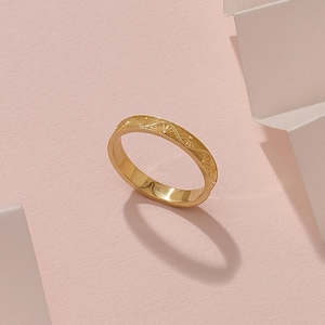 Floral Wedding Band 14K Solid Gold, Botanical Ring for Women, Minimalist Nature Inspired Vintage Ring, Gift for Wife image 10