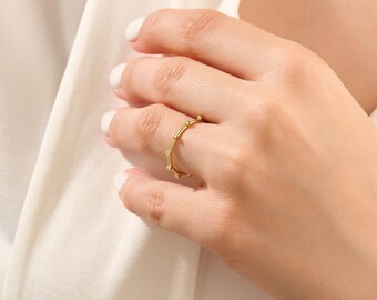 Anello rosario in oro massiccio 14k, anello da preghiera