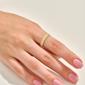 Floral Wedding Band 14K Solid Gold, Botanical Ring for Women, Minimalist Nature Inspired Vintage Ring, Gift for Wife image 8