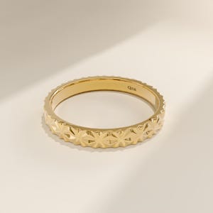 純金製結婚指輪、模様入りバンドリング、レディース幾何学模様バンド、結婚指輪、上品なゴールドリング、奥様用交換バンド