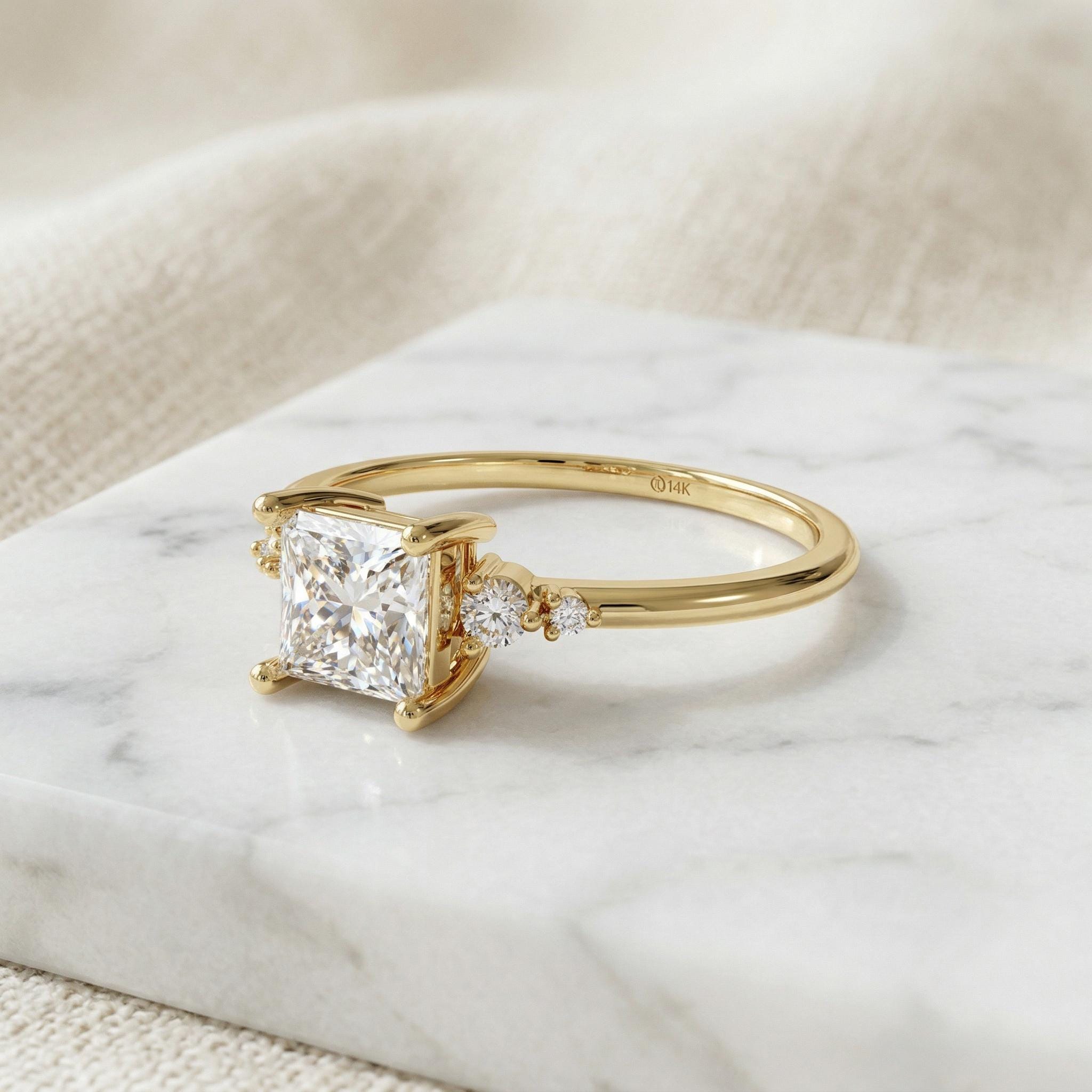 14K Solid Gold Moissanite Ring