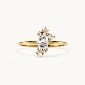 Purity Ring 14K Solid Gold, Marquise Moissanite Promise Ring for Daughter, Meaningful Gift from Dad, Sweet 16 Faith Commitment Ring