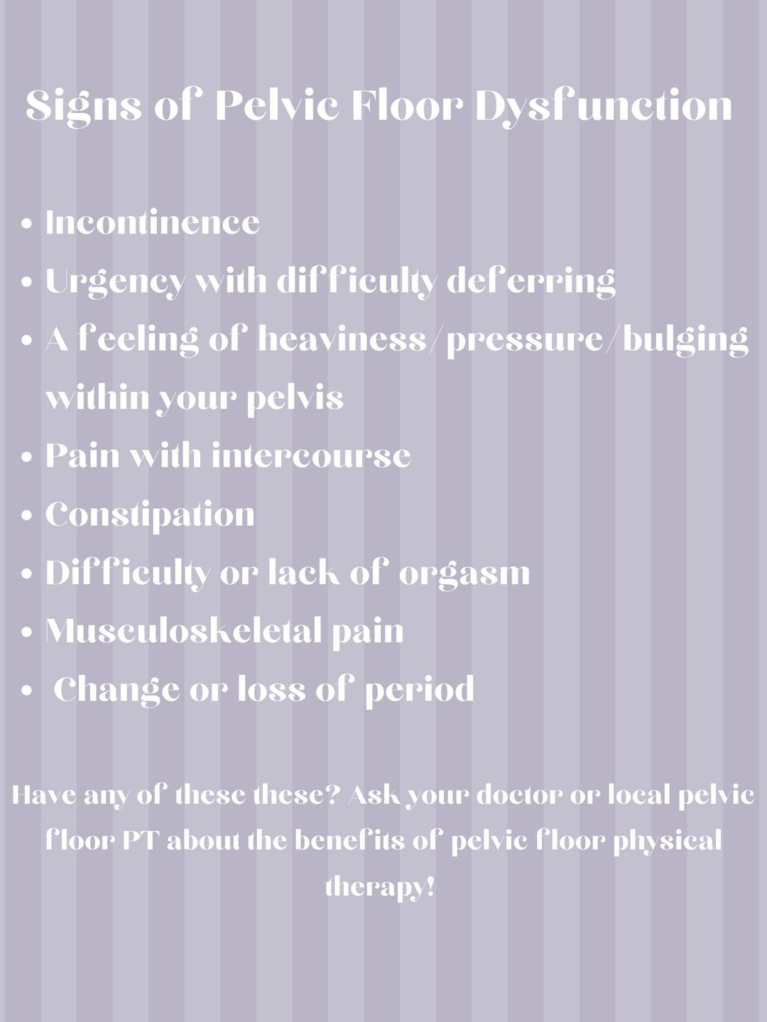 DIGITAL DOWNLOAD - Signs of Pelvic Floor Dysfunction - Etsy