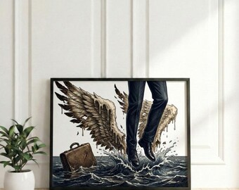 Corporate Icarus Art Print | Satirical Office Decor (Digital Download, SVG, PDF, PNG)