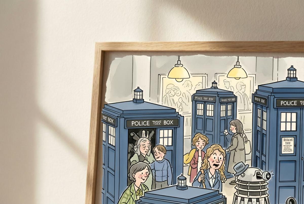 TARDIS Gallery Watercolor Art Print, Doctor Who Inspired Dalek and Time ...