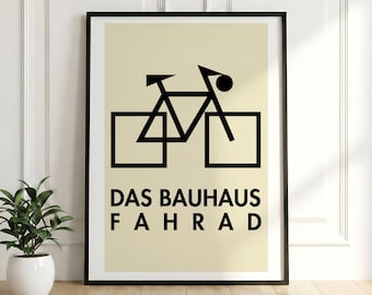 Bauhaus Bicycle Poster, Minimalist Cycling Art Print, Square Wheel Bike,  Modern Geometric Wall Decor