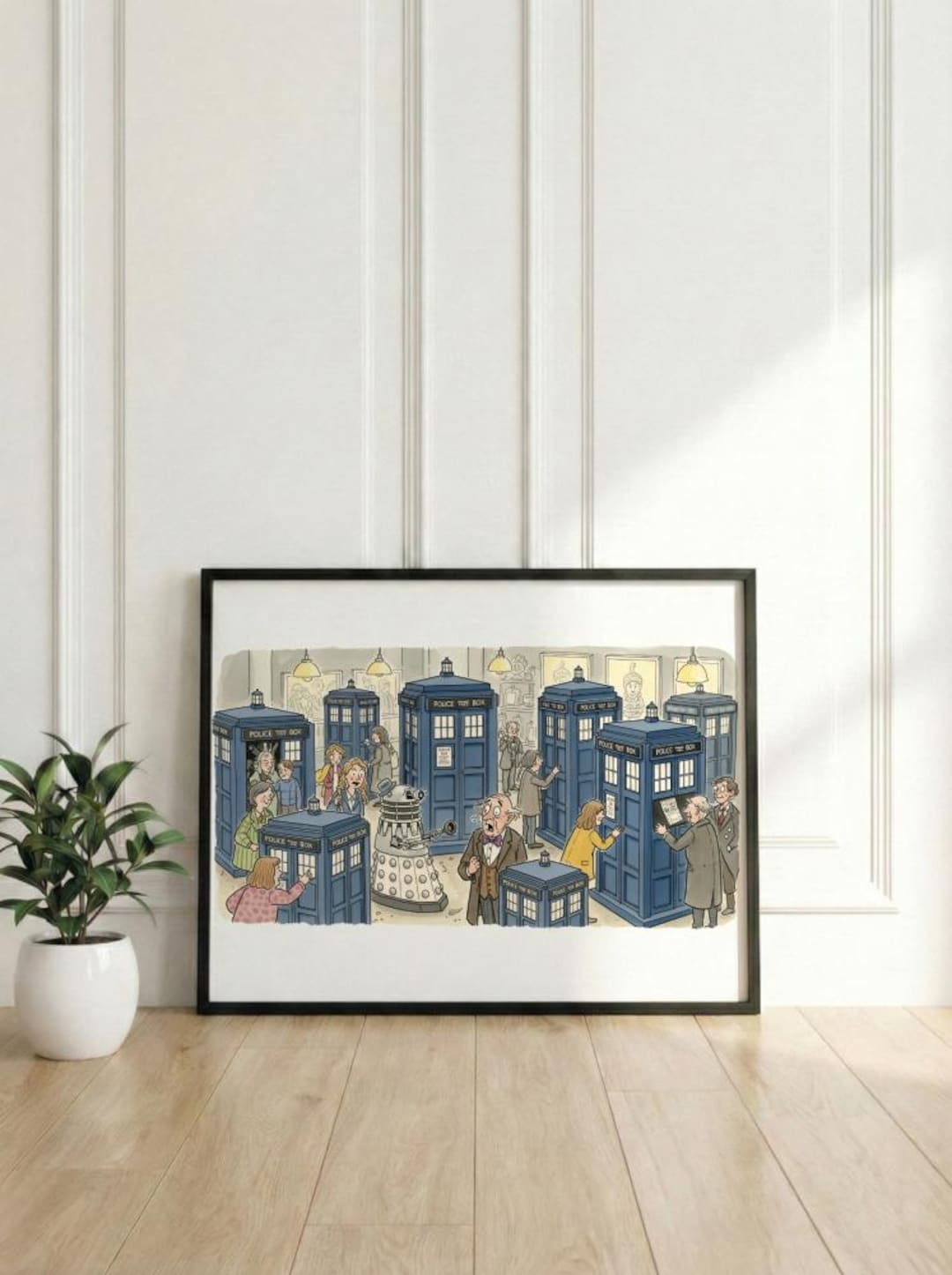 TARDIS Gallery Watercolor Art Print, Doctor Who Inspired Dalek and Time ...