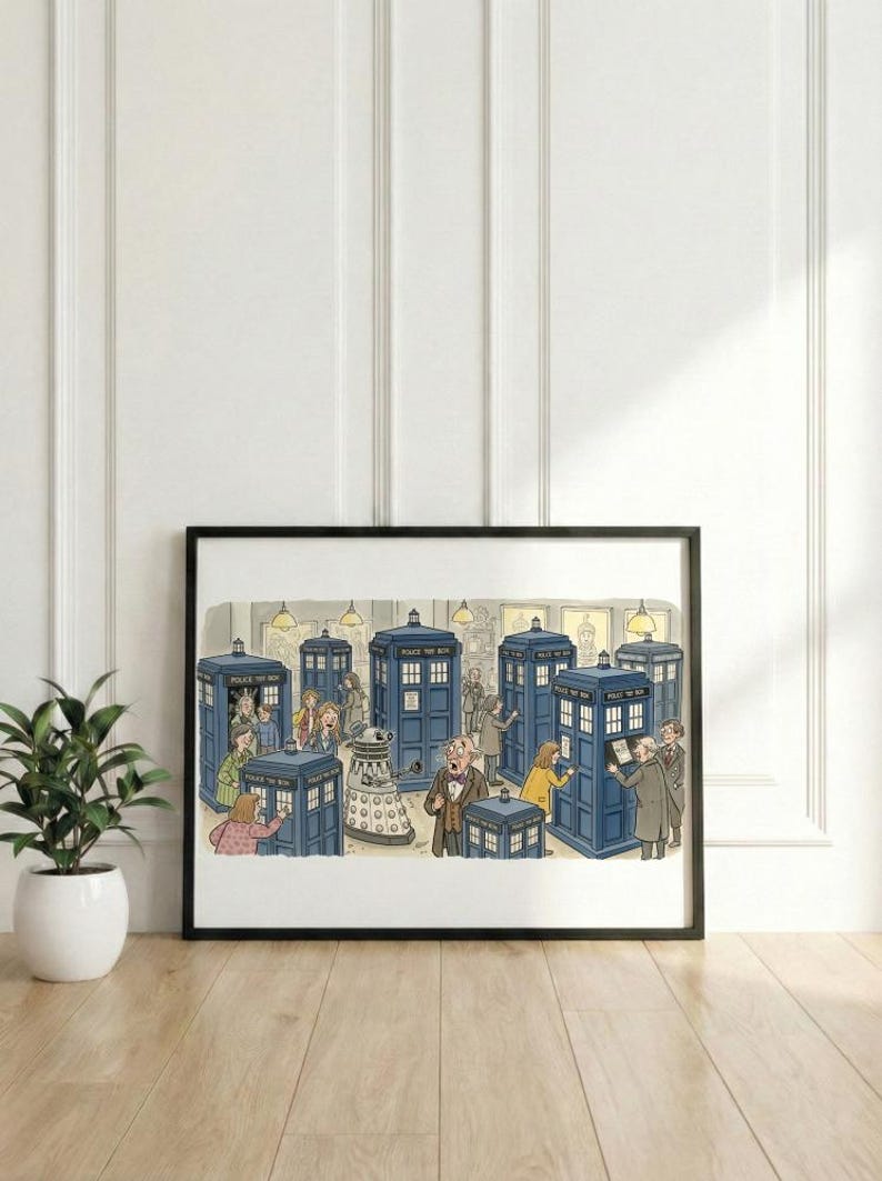 TARDIS Gallery Watercolor Art Print, Doctor Who Inspired Dalek and Time ...