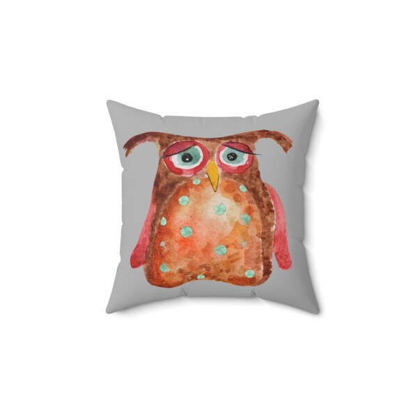 Cute Owl Pattern Square Pillow  + Cover, Bedding Home Decor, Pillow Case, Decorative Pillow