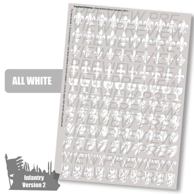 Decals Fantasy Men-at-Arms Heraldry Vol 3 WHITE