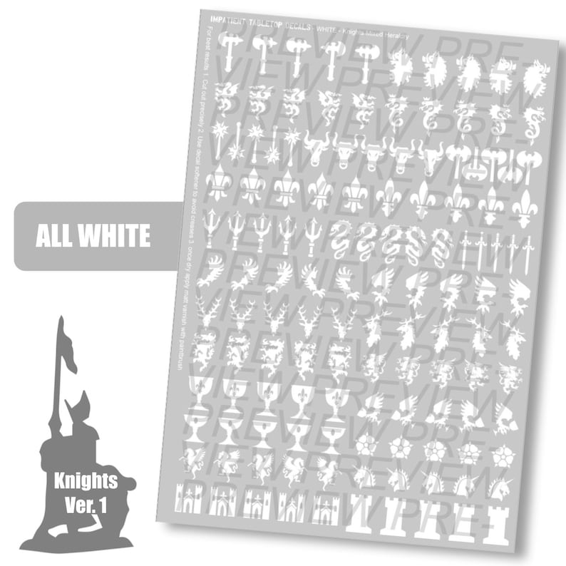 Decals Fantasy Knights Mixed Heraldry Vol 1 WHITE