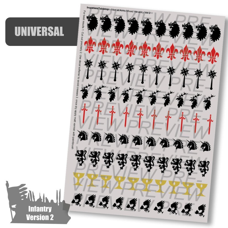 Decals Fantasy Men-at-Arms Heraldry Vol 2 MIXED COLOR