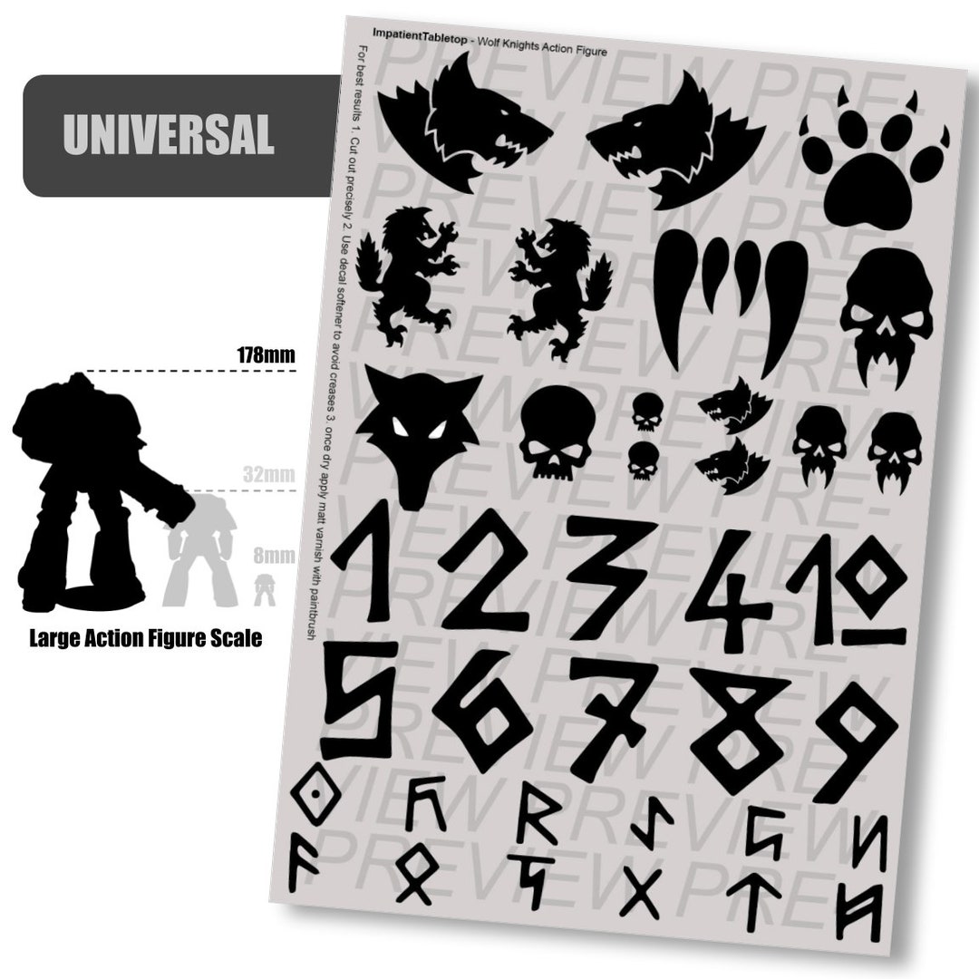 ACTION FIGURE Decals Wolf Space Knights Etsy