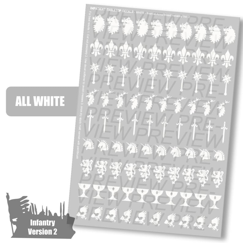 Decals Fantasy Men-at-Arms Heraldry Vol 2 WHITE