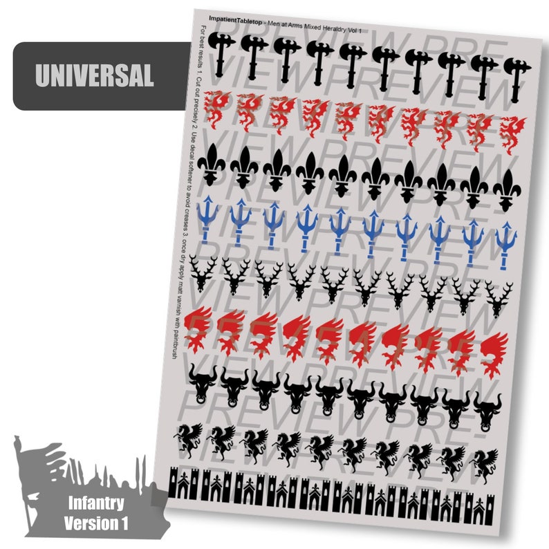 Decals Fantasy Men-at-Arms Heraldry Vol 1 MIXED COLOR