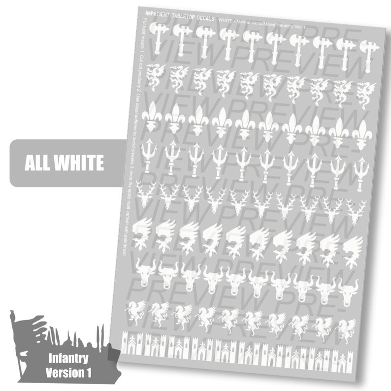 Decals Fantasy Men-at-Arms Heraldry Vol 1 WHITE