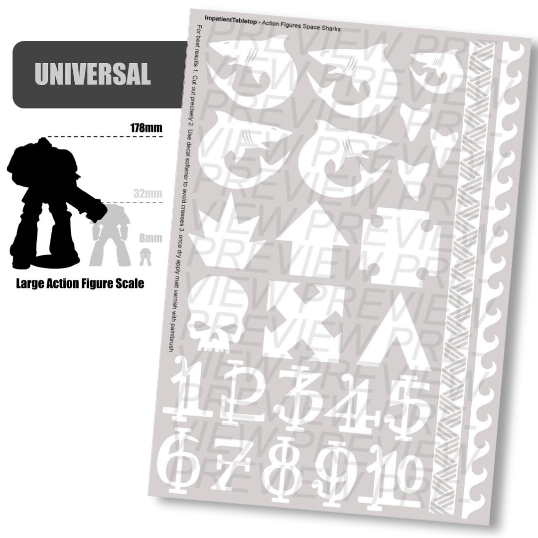 ACTION FIGURE Decals Space Sharks Etsy