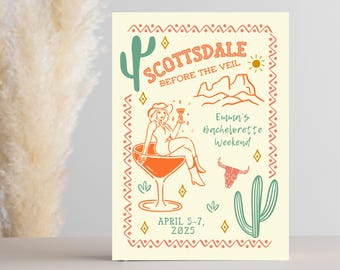 Invitación para despedida de soltera en Scottsdale: temática del Oeste (plantilla de Canva)