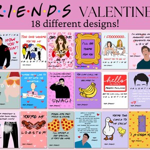 FRIENDS Show Valentijnsdagkaarten afdrukbaar, Funny FRIENDS thema-valentijnskaarten, Bestie FRIENDS Sitcom Valentijnsdagkaarten, collega Valentines