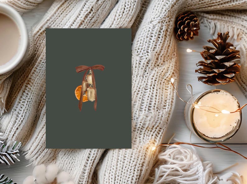 Trendy Orange Garland Christmas Invite, Velvet Brown Bows, Coquette Christmas, Rustic Cottagecore Party Invite, Christmas Party Invite