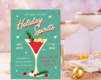 Retro Christmas Cocktail Party Invitation Template (Digital)