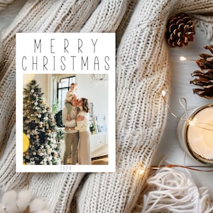 Modern Minimalist Christmas Card, Simple Christmas Picture Card, Picture Greeting Card, Editable Template Christmas Card