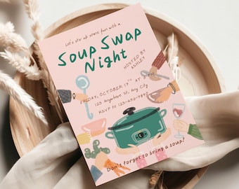 Zaproszenie na imprezę z wymianą zup | Impreza potluck | Pobieranie cyfrowe
