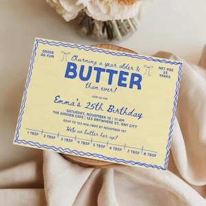 Butter Geburtstag einladen | Skurrile Butter Thema Party Einladung | Digitaler Download